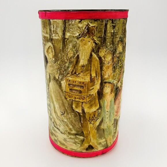 Vtg J.L. Clark 15" Paper Mache 3D Victorian Style Metal Trash Can Umbrella Stand - Picture 2 of 7